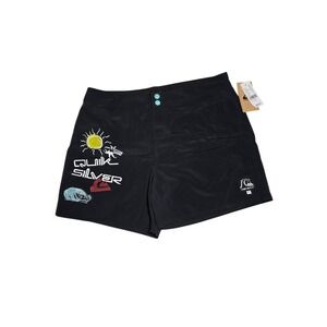 Quiksilver Board Shorts Surf Swim Trunks Graphic Logo Black Mens 32‎ NWT A1